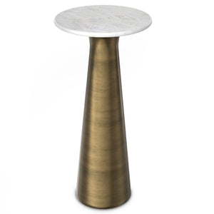 HomeRoots 26" Antiqued Brass Metal Round End Table with Storage - Stylish Accent for Any Room Decor! 636111