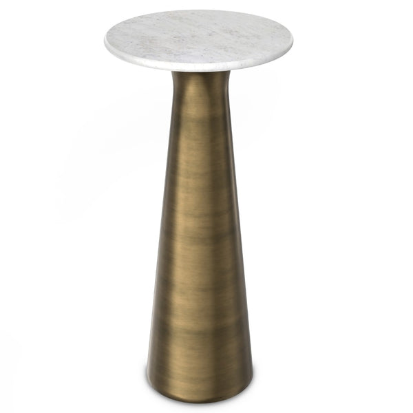 HomeRoots 26" Antiqued Brass Metal Round End Table with Storage - Stylish Accent for Any Room Decor! 636111