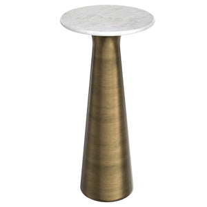 HomeRoots 26" Antiqued Brass Metal Round End Table with Storage - Stylish Accent for Any Room Decor! 636111