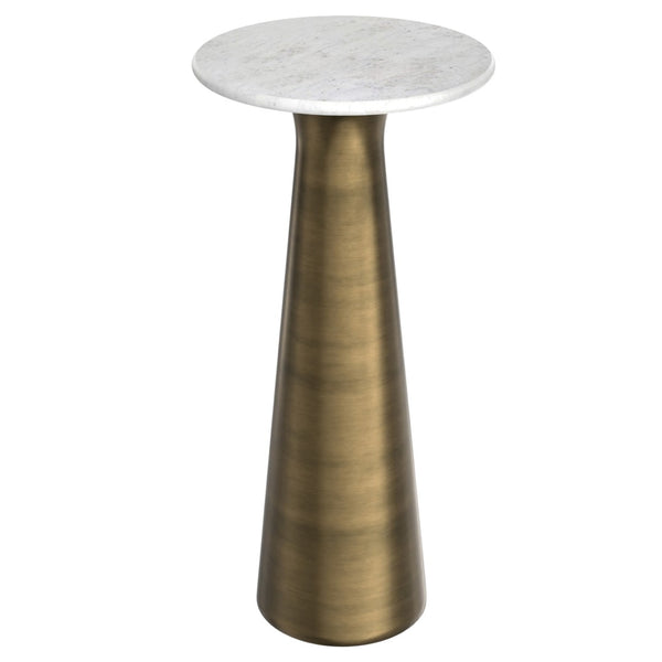 HomeRoots 26" Antiqued Brass Metal Round End Table with Storage - Stylish Accent for Any Room Decor! 636111