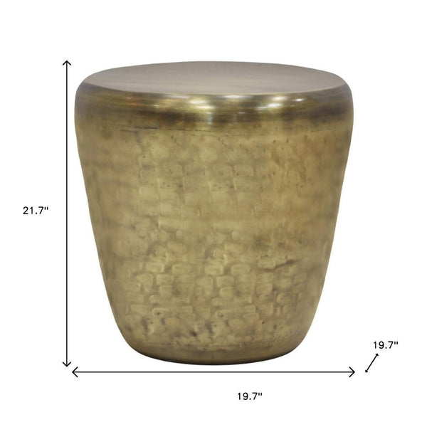 HomeRoots 22" Gold Metal Round End Table – Stylish Accent for Living Room, Bedroom, or Entryway with Modern Charm 636114