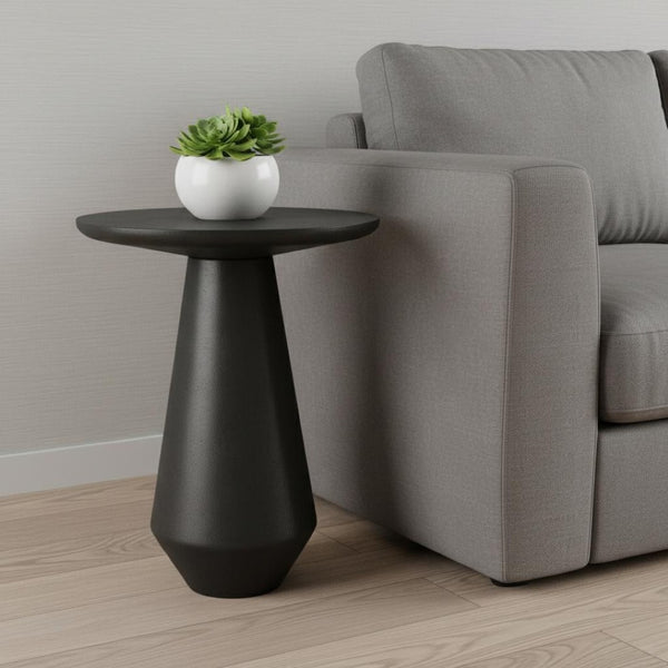 HomeRoots 19" Graphite Aluminum Round End Table - Sleek Modern Accent Piece for Living Rooms & Small Spaces 636115
