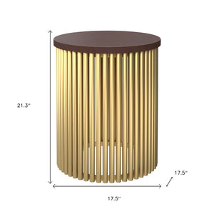 HomeRoots 21" Gold Metal Round End Table - Chic Accent Table for Living Room, Bedroom, or Entryway Décor 636116