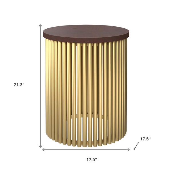 HomeRoots 21" Gold Metal Round End Table - Chic Accent Table for Living Room, Bedroom, or Entryway Décor 636116