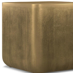 HomeRoots 17" Antiqued Brass Aluminum Square End Table - Stylish Accent for Small Spaces & Modern Decor 636118