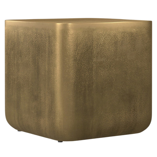 HomeRoots 17" Antiqued Brass Aluminum Square End Table - Stylish Accent for Small Spaces & Modern Decor 636118