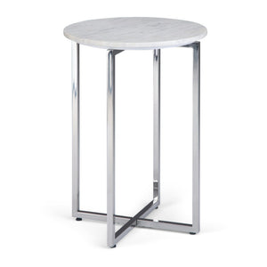 HomeRoots 24" Modern White Metal Round End Table with Trunk Storage – Stylish, Versatile & Compact Design 636121