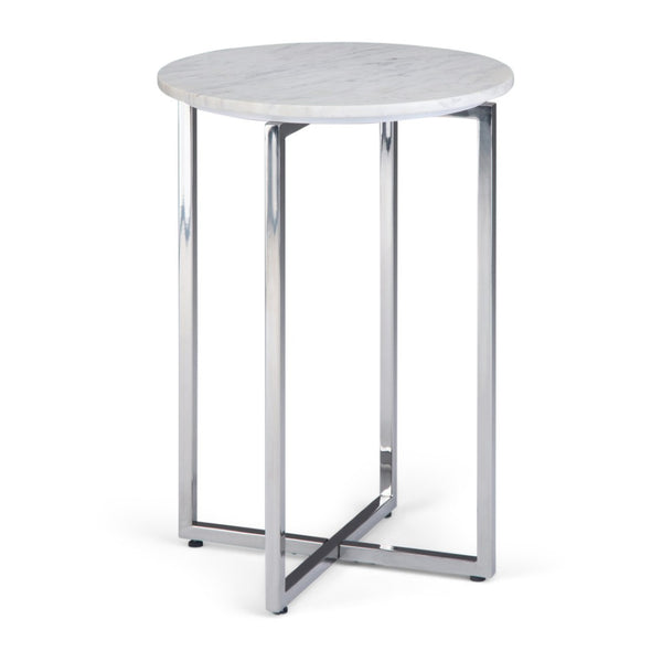 HomeRoots 24" Modern White Metal Round End Table with Trunk Storage – Stylish, Versatile & Compact Design 636121