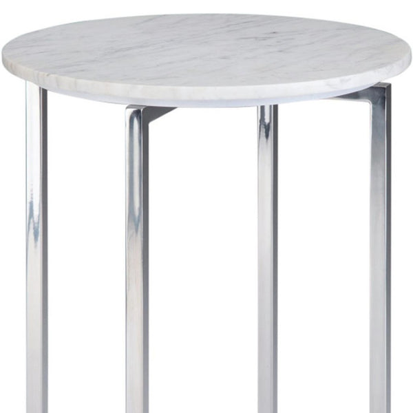 HomeRoots 24" Modern White Metal Round End Table with Trunk Storage – Stylish, Versatile & Compact Design 636121