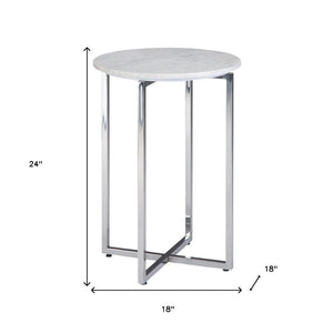 HomeRoots 24" Modern White Metal Round End Table with Trunk Storage – Stylish, Versatile & Compact Design 636121