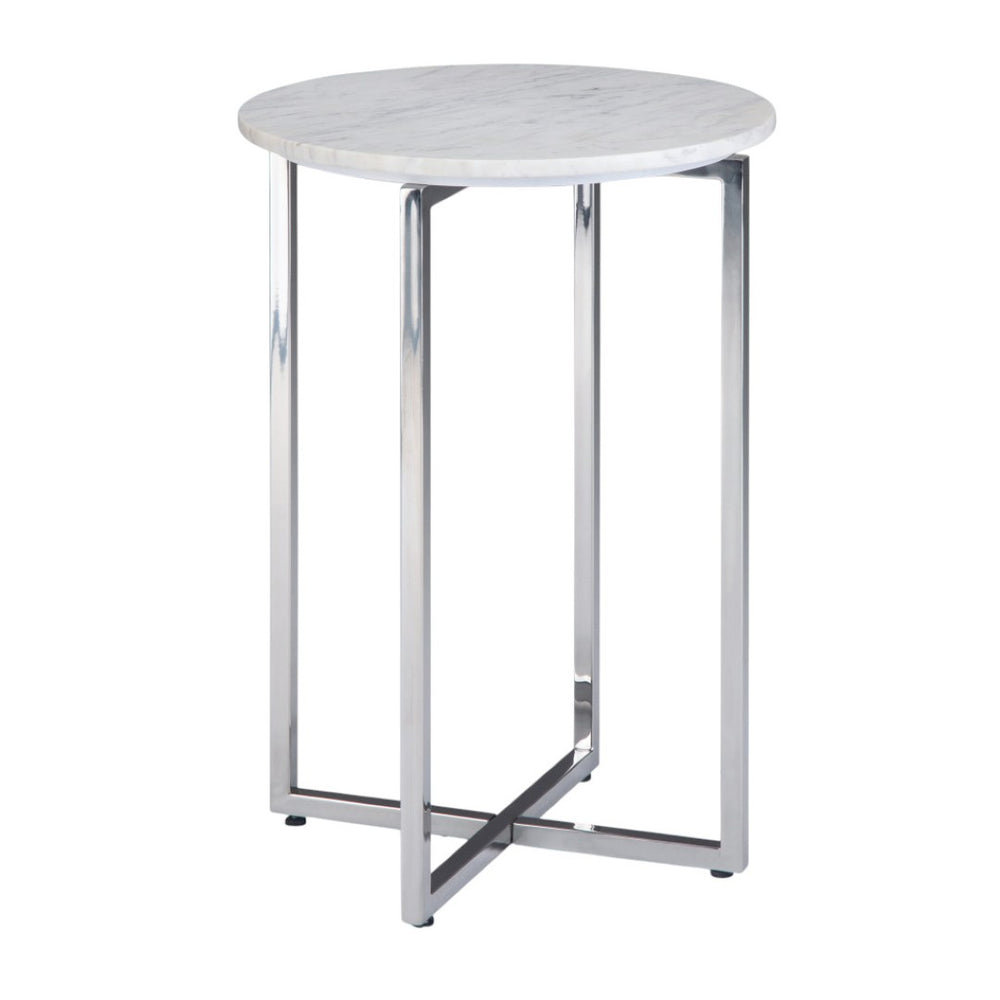 HomeRoots 24" Modern White Metal Round End Table with Trunk Storage – Stylish, Versatile & Compact Design 636121