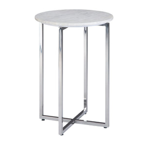 HomeRoots 24" Modern White Metal Round End Table with Trunk Storage – Stylish, Versatile & Compact Design 636121