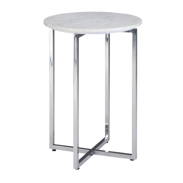 HomeRoots 24" Modern White Metal Round End Table with Trunk Storage – Stylish, Versatile & Compact Design 636121