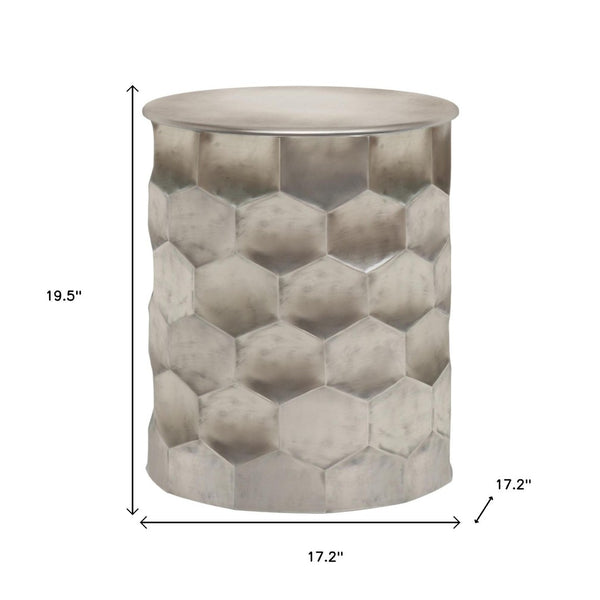 HomeRoots 20" Silver Metal Round End Table - Modern Compact Accent for Living Rooms, Bedrooms & Small Spaces 636122