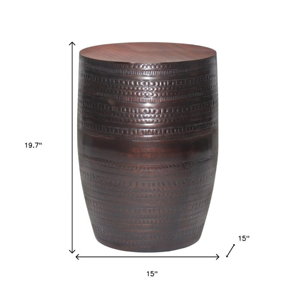 HomeRoots 20" Bronze Metal Round End Table - Elegant, Compact Accent for Living Room, Bedroom & Office Decor 636123