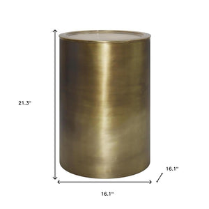 HomeRoots 21" Gold Metal Round End Table - Elegant Modern Accent for Living Room, Bedroom, or Entryway Decor 636124