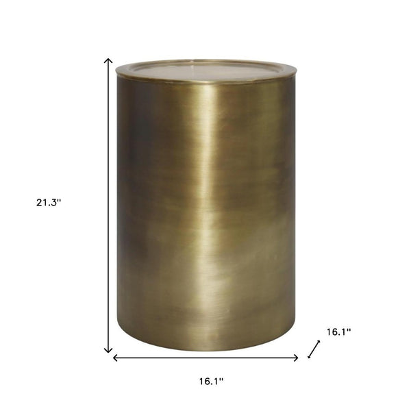 HomeRoots 21" Gold Metal Round End Table - Elegant Modern Accent for Living Room, Bedroom, or Entryway Decor 636124