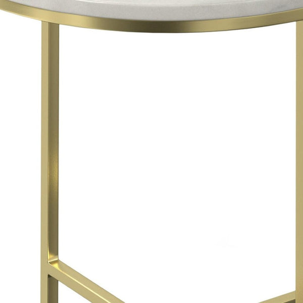 HomeRoots 21" Gold Iron Round End Table with Trunk Storage – Elegant, Modern Design for Stylish Living Spaces 636125