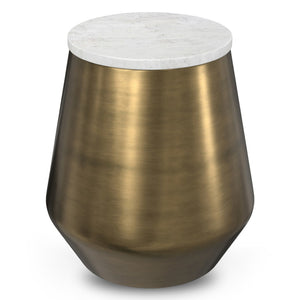 HomeRoots 18" Antiqued Brass Iron Round End Table - Vintage Charm, Durable Design, Versatile Use for Any Space 636127