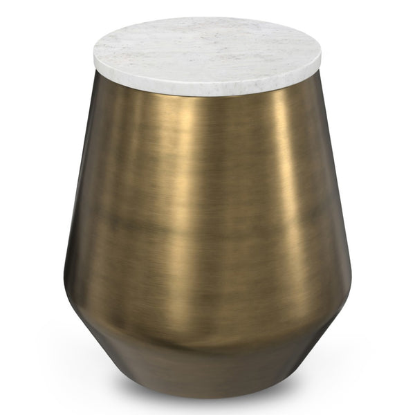 HomeRoots 18" Antiqued Brass Iron Round End Table - Vintage Charm, Durable Design, Versatile Use for Any Space 636127