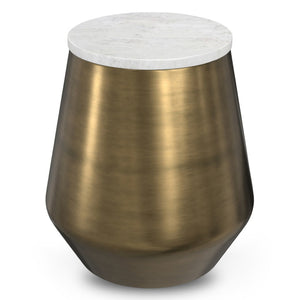 HomeRoots 18" Antiqued Brass Iron Round End Table - Vintage Charm, Durable Design, Versatile Use for Any Space 636127