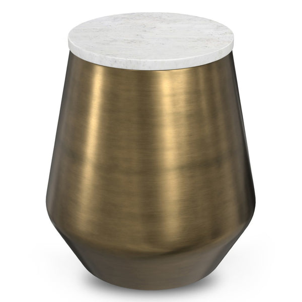 HomeRoots 18" Antiqued Brass Iron Round End Table - Vintage Charm, Durable Design, Versatile Use for Any Space 636127