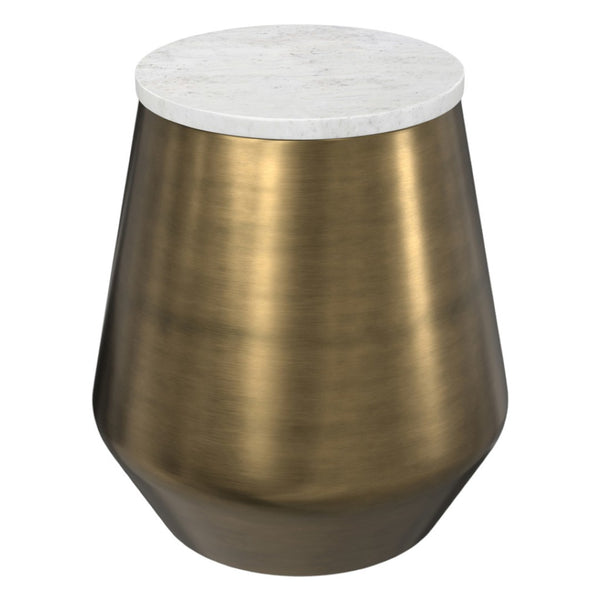 HomeRoots 18" Antiqued Brass Iron Round End Table - Vintage Charm, Durable Design, Versatile Use for Any Space 636127