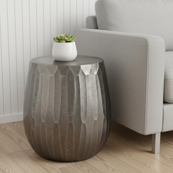 HomeRoots 20" Graphite Aluminum Round End Table - Modern Compact Design, Lightweight, Versatile for Any Space 636129