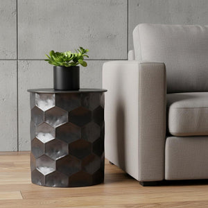 HomeRoots 20" Antiqued Bronze Metal Round End Table - Stylish Compact Design for Modern Living Spaces & Decor 636130