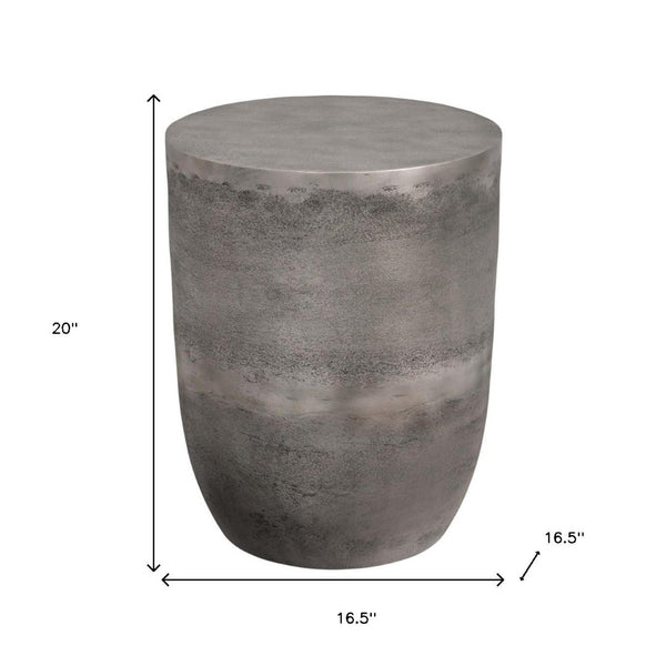 HomeRoots 20" Silver Aluminum Round End Table - Modern Design, Lightweight, Versatile, & Fully Assembled Accent Piece 636132