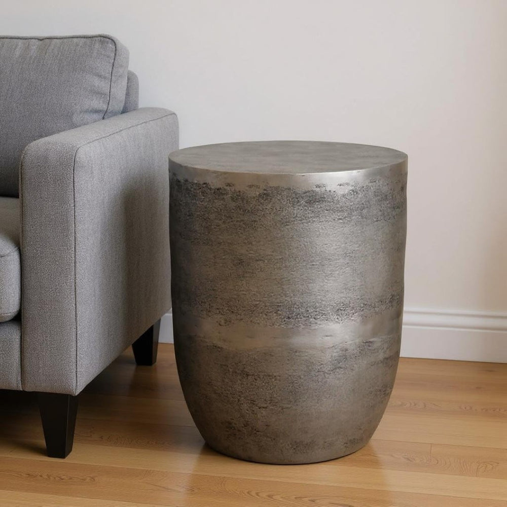 HomeRoots 20" Silver Aluminum Round End Table - Modern Design, Lightweight, Versatile, & Fully Assembled Accent Piece 636132