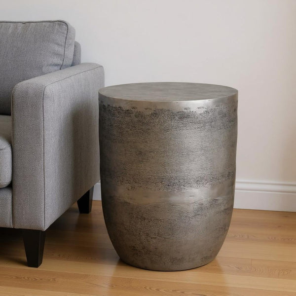 HomeRoots 20" Silver Aluminum Round End Table - Modern Design, Lightweight, Versatile, & Fully Assembled Accent Piece 636132