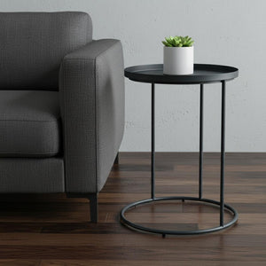 HomeRoots 23" Sleek Black Metal Round End Table - Modern, Durable Design Perfect for Small Spaces & Versatile Use 636135