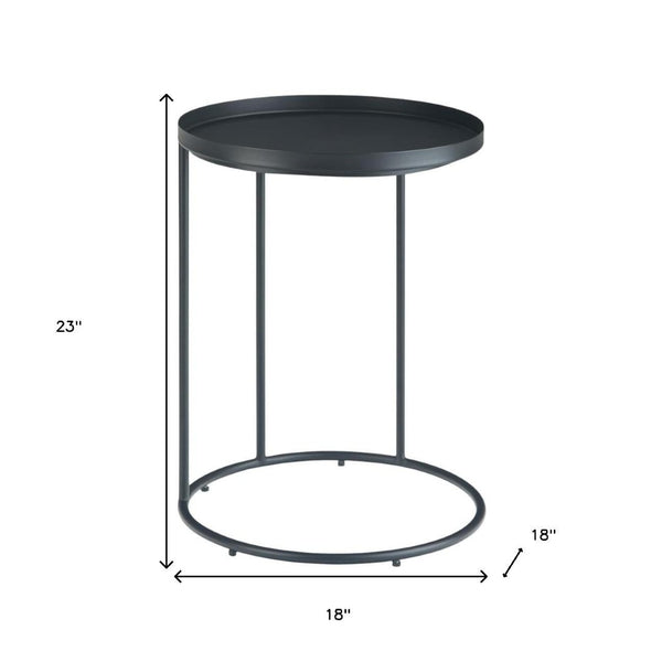 HomeRoots 23" Sleek Black Metal Round End Table - Modern, Durable Design Perfect for Small Spaces & Versatile Use 636135