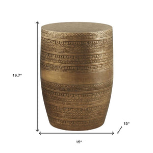 HomeRoots 20" Gold Metal Round End Table - Stylish Modern Accent for Sofas, Beds, or Entryways - Fully Assembled! 636136