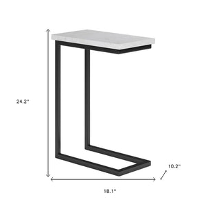 HomeRoots 24" White Marble End Table with Stylish Storage Trunk – Perfect for Living Room or Bedroom Decor 636137