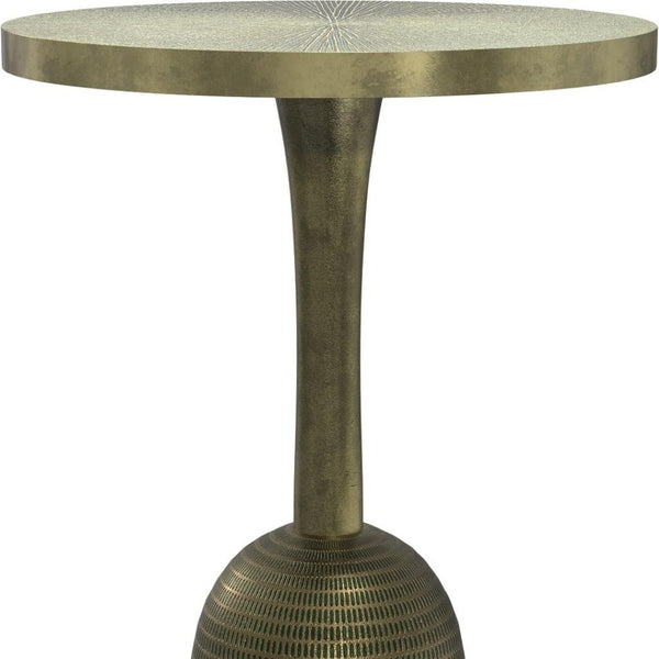 HomeRoots 24" Turquoise Aluminum Round End Table - Modern Accent for Small Spaces, Stylish and Versatile Decor 636139