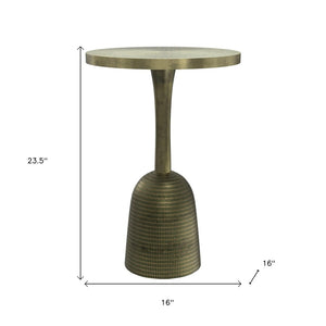 HomeRoots 24" Turquoise Aluminum Round End Table - Modern Accent for Small Spaces, Stylish and Versatile Decor 636139