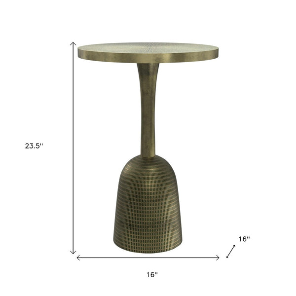 HomeRoots 24" Turquoise Aluminum Round End Table - Modern Accent for Small Spaces, Stylish and Versatile Decor 636139