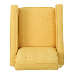 English Elm Christopher Knight Home® - Fabric Recliner Chair Mid-Century Modern Pushback Single Sofa with Tufted Cushion, Birch Legs, Cozy Comfort Yellow 60741.00MYLW