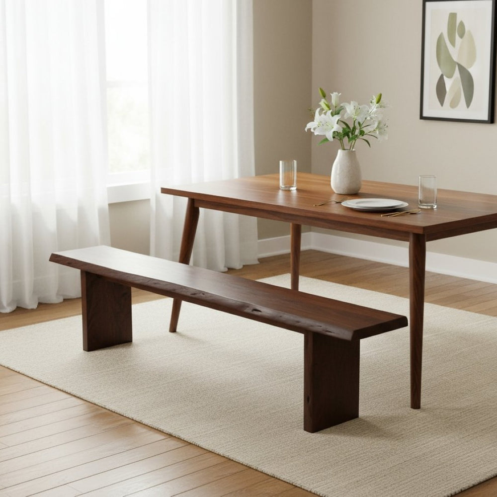 HomeRoots 60" Brown Live Edge Solid Wood Dining Bench – Durable Seating with Artisanal Style for Any Space 636207
