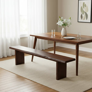 HomeRoots 60" Brown Live Edge Solid Wood Dining Bench – Durable Seating with Artisanal Style for Any Space 636207