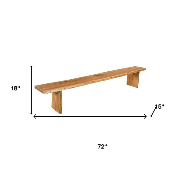 HomeRoots 72" Brown Solid Wood Live Edge Dining Bench – Artisan Style, Durable Seating for Modern Spaces 636208