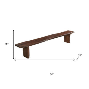 HomeRoots 72" Brown Solid Wood Live Edge Dining Bench - Handcrafted, Durable Seating for Modern & Traditional Homes 636209