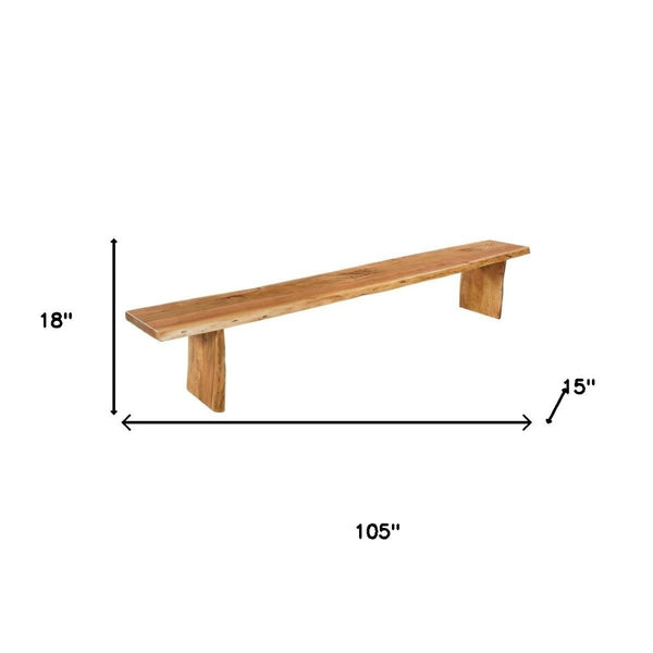 HomeRoots 105" Brown Solid Wood Live Edge Dining Bench - Artisanal Design, Durable Seating for 5 People 636210