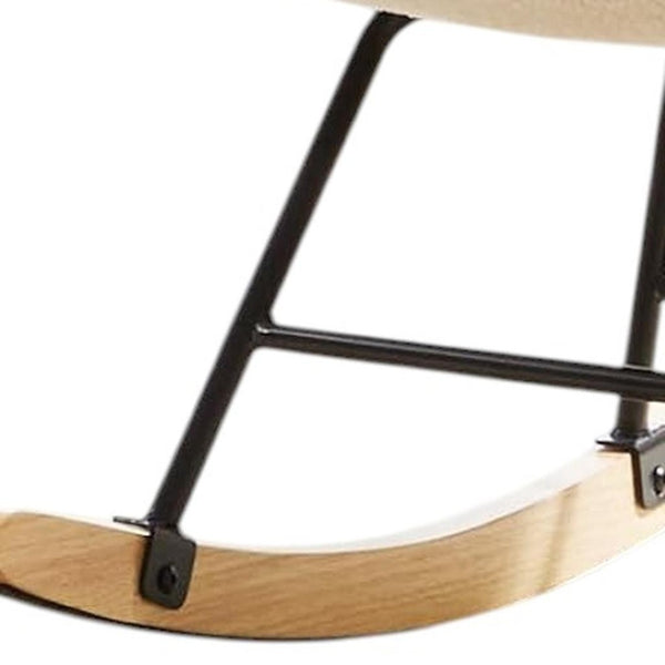 HomeRoots 23" Chic Off-White Boucle Glider Rocking Chair with Black Steel Frame - Modern Comfort for Any Space 636212
