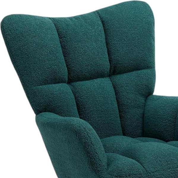 HomeRoots 23" Boucle Glider Rocking Chair in Spruce Green - Plush Comfort for Nursery or Living Room Relaxation 636213