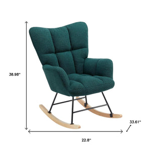 HomeRoots 23" Boucle Glider Rocking Chair in Spruce Green - Plush Comfort for Nursery or Living Room Relaxation 636213