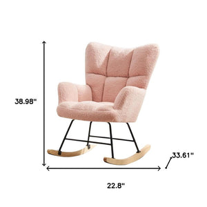 HomeRoots 23" Modern Pink and Black Boucle Glider Rocking Chair - Stylish, Cozy Comfort for Any Room 636214