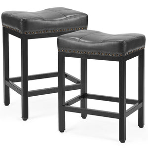 HomeRoots Set of Two Stylish 22" Black Heavy Duty Backless Bar Chairs for Modern Spaces & Comfort 636217